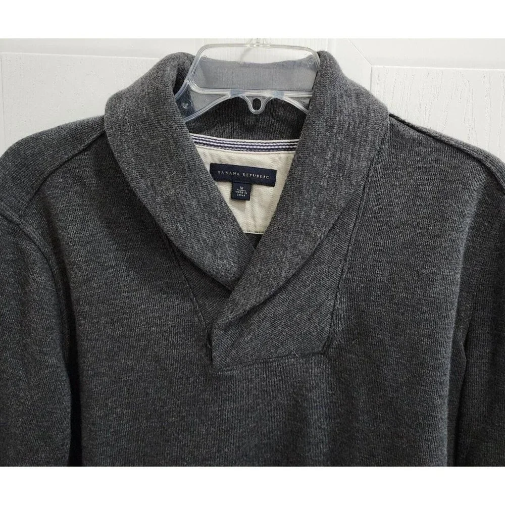 Banana Republic Gray Long Sleeve Snap Shawl Cowl Neck Sweater Men's‎ Size Medium